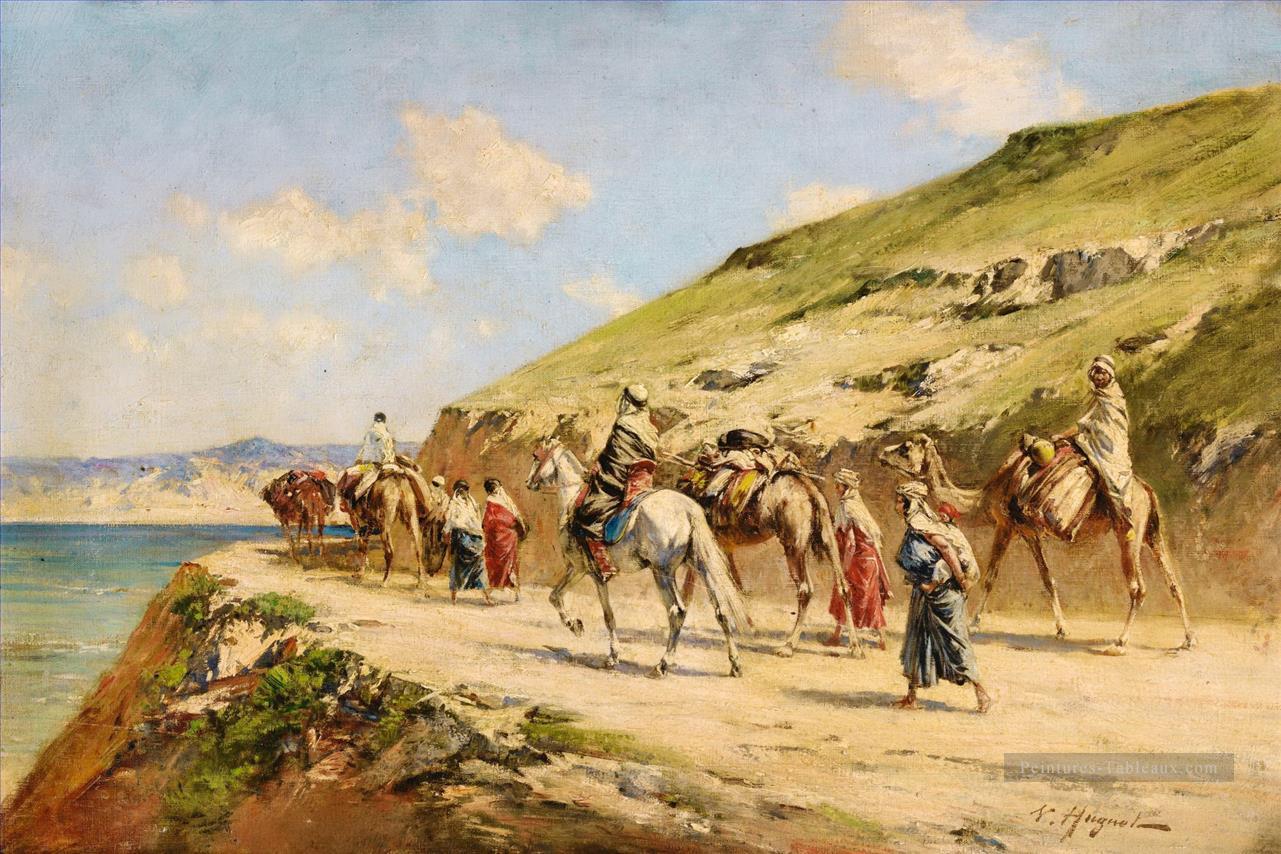Cavaliers sur un chemin Victor Huguet orientaliste Peintures à l'huile